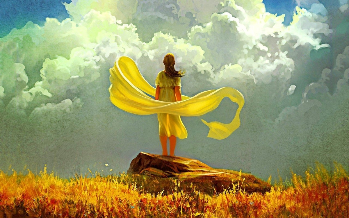 Душа видит живых. Девушка на ветру. Картина девушка и ветер. Иллюстрации счастье. Душевные иллюстрации.