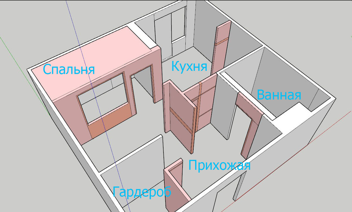 Планировка моей однушки. Перегородка на стене у спальни.