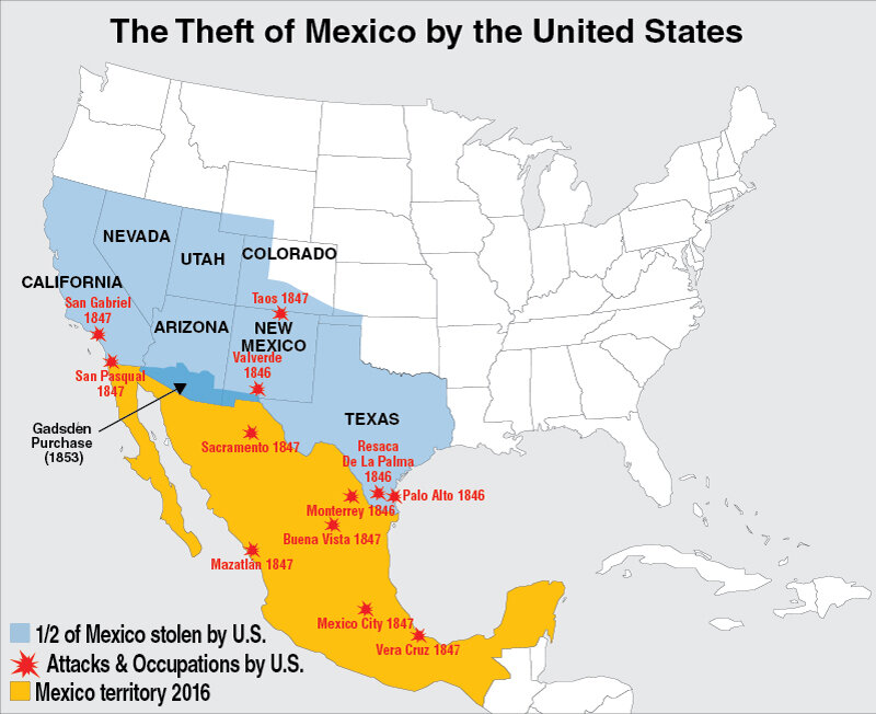 Карта сша и мексики до войны с сша