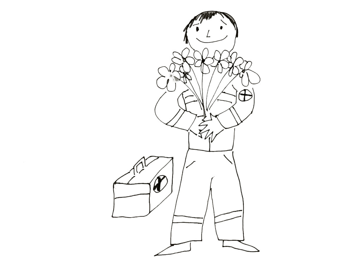 Фельдшер и День Медика. Рисунок автора. Холст. Гелевая ручка. 2021 г.