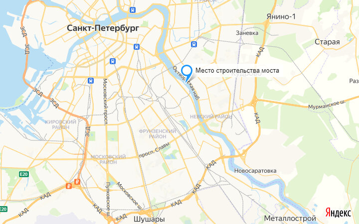Ориентировочное место строительства будущего моста