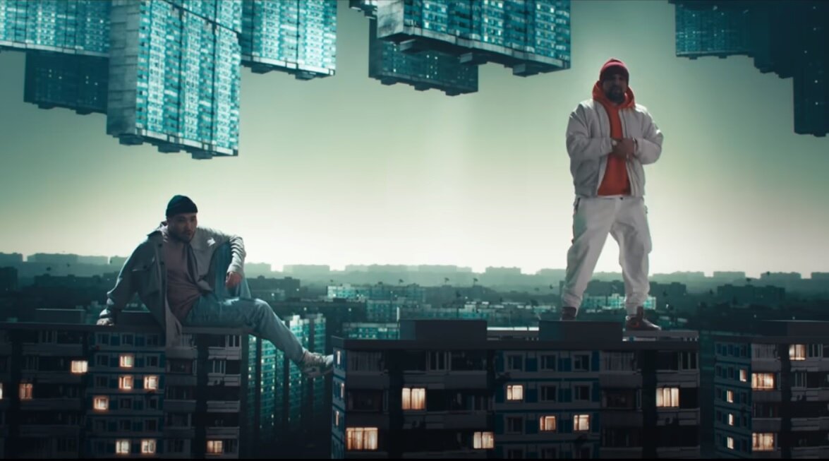 Кадр из клипа «Рай.он» (Баста ft. Скриптонит).