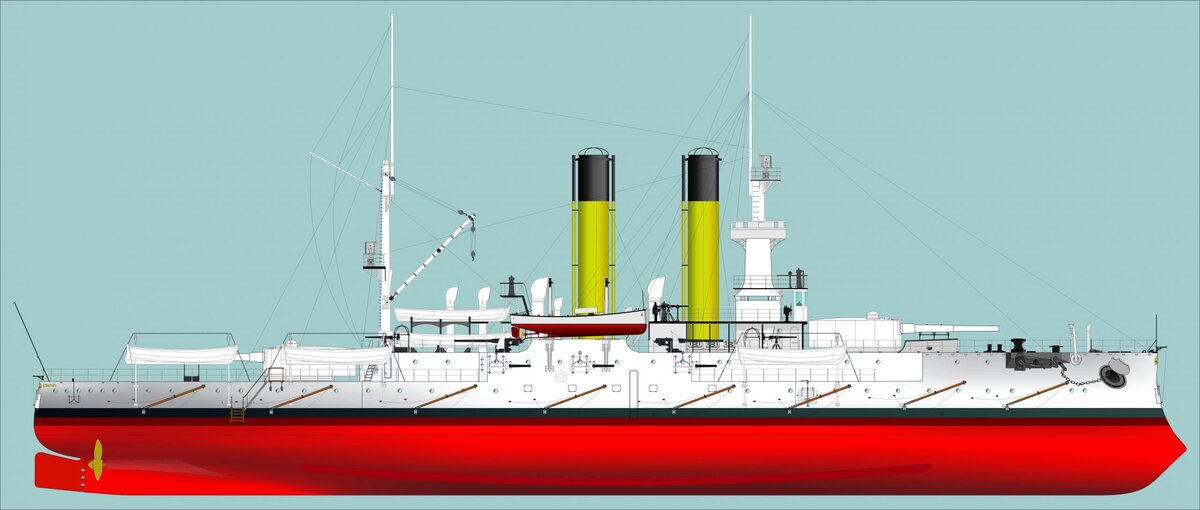 Появление в составе российского флота пятерки эльзвикских крейсеров стало возможным в результате любопытных трансформаций пятилетнего (1891 — 1895 годов) плана усиленного судостроения.-2