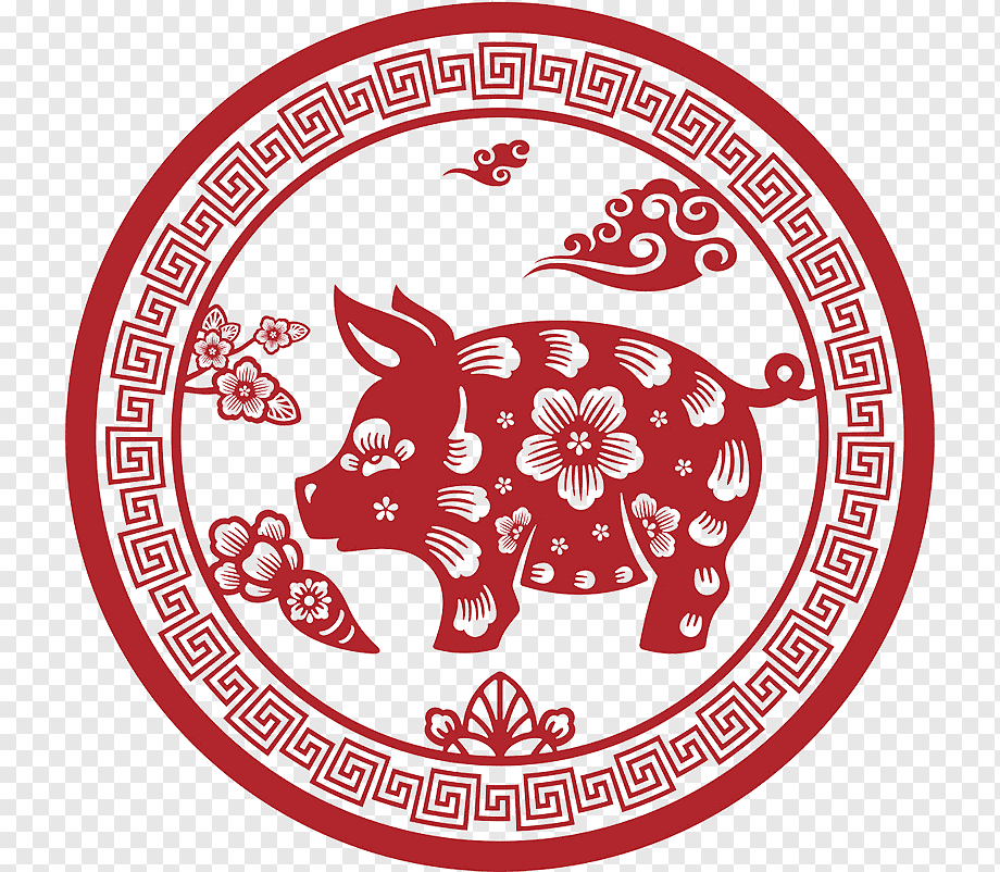 Год свиньи год лошади. Символы года. Символы китайского нового года. Орнамент с животными в круге. Свинья китайский Зодиак.