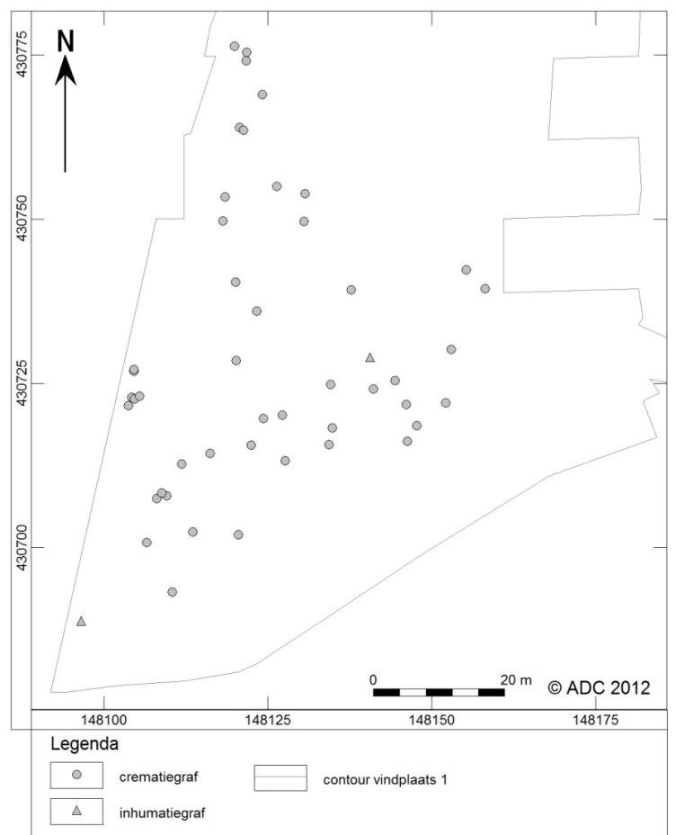 Схема могильника в Метерене. 