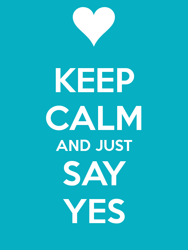 Did she say yes. Say Yes. Keep Calm. Sayev s*. Just say Yes.