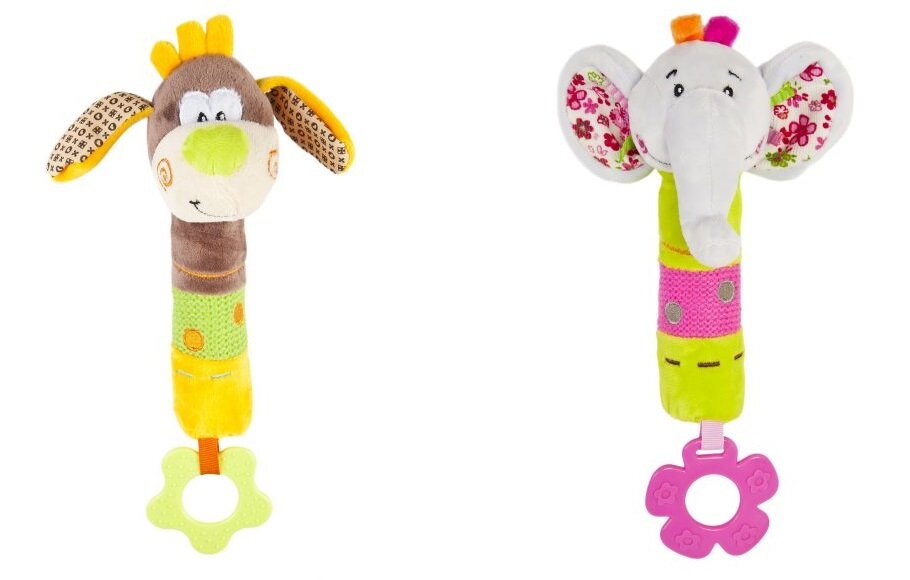Пищалки с прорезывателями "Слоненок Тим" и "Песик Том"