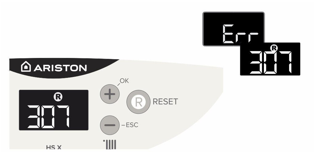 Котел Ariston выдает ошибку 307