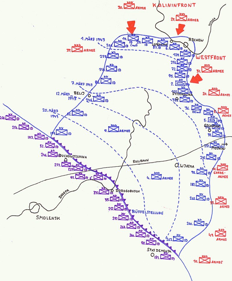 Ржевский выступ карта 1942 года