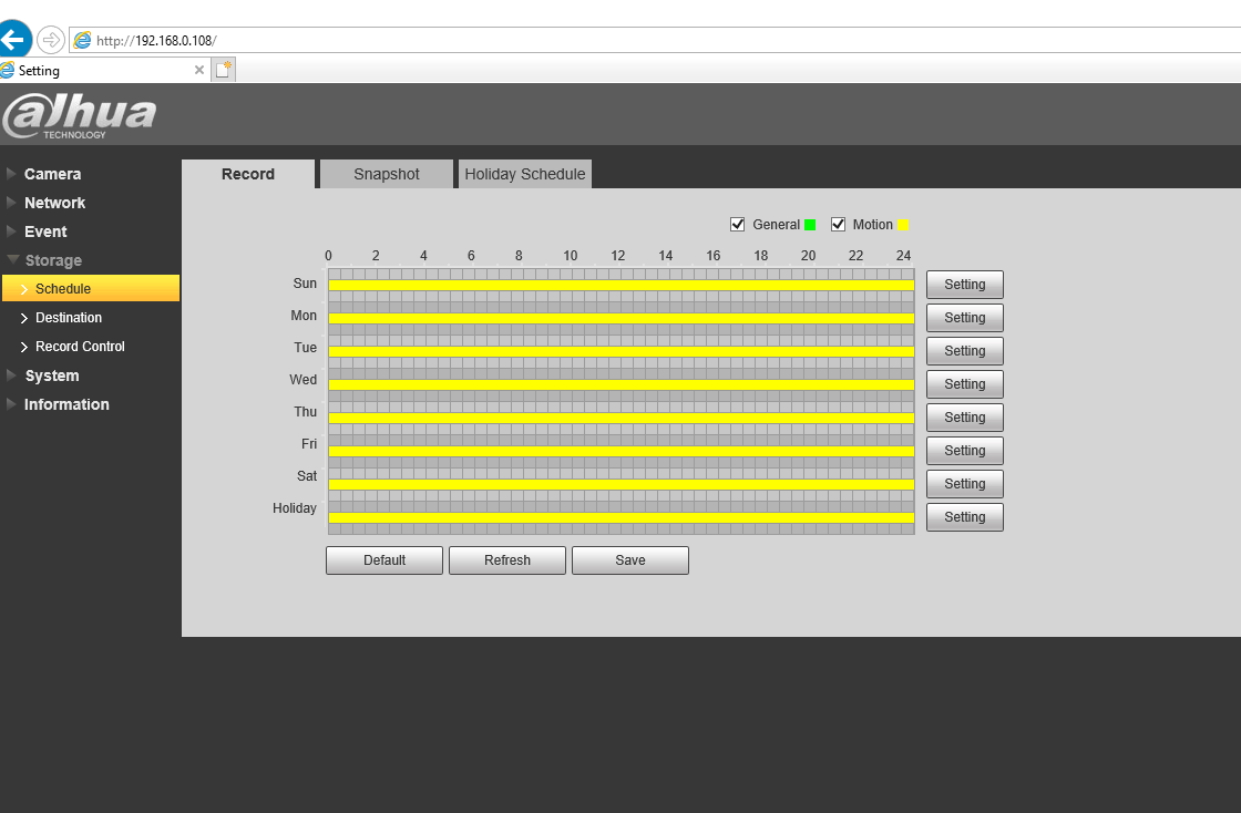 подраздел "Schedule" 