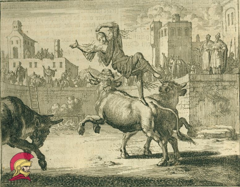 Бландина, закутанная в сеть, гибнет от быков.