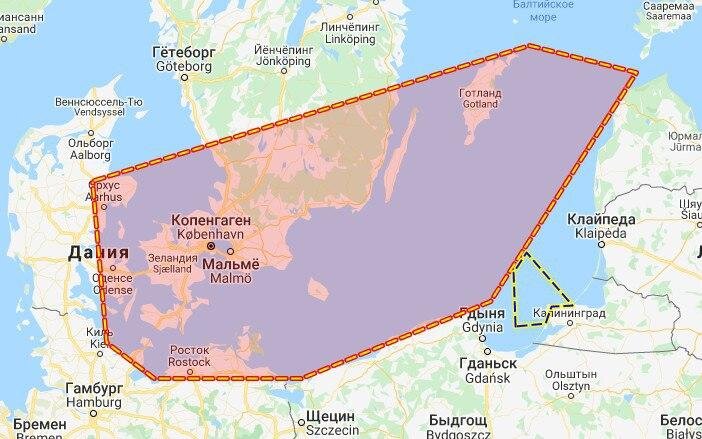 Схема района учений НАТО BALTOPS 2020 и сил Балтийского флота
