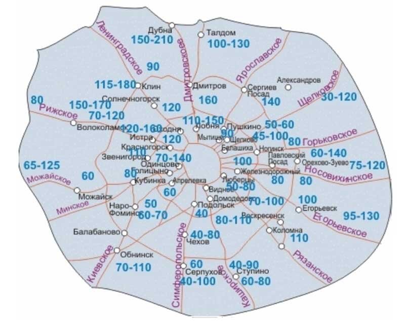 Карта промерзания грунта в Московской области