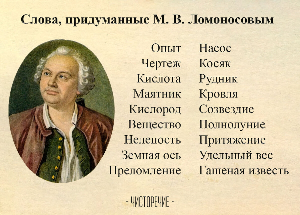 Слова придуманные М. В. Ломоносовым