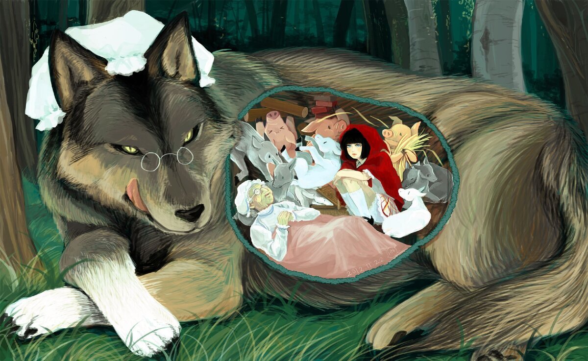 Little Red riding Hood and the Wolf арт