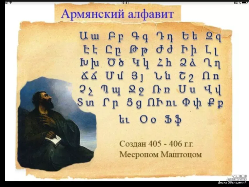 Кто придумал армянский алфавит