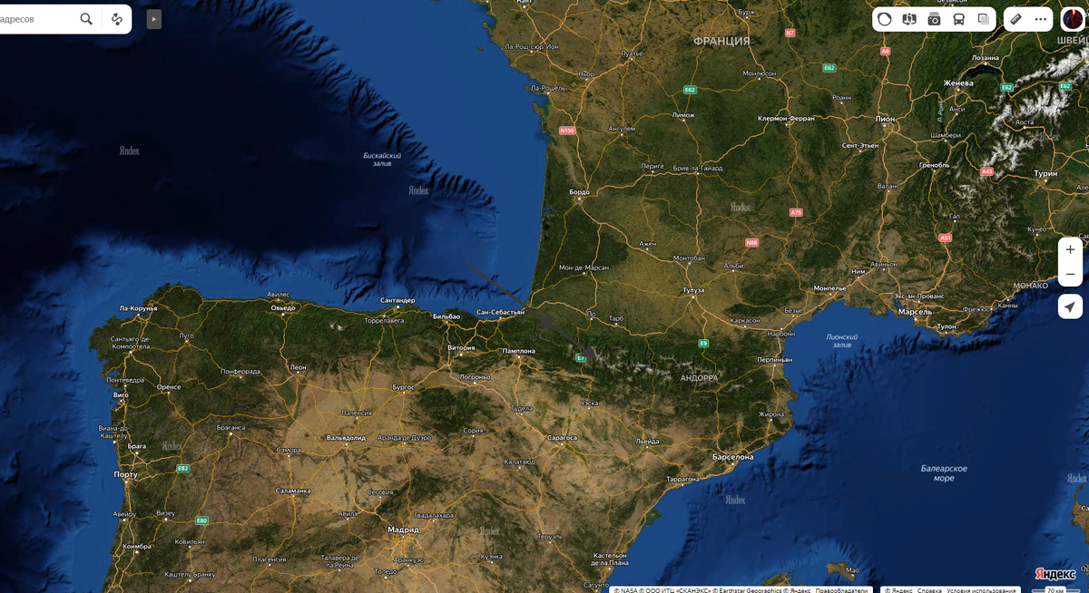 Пиренеские горы на карте