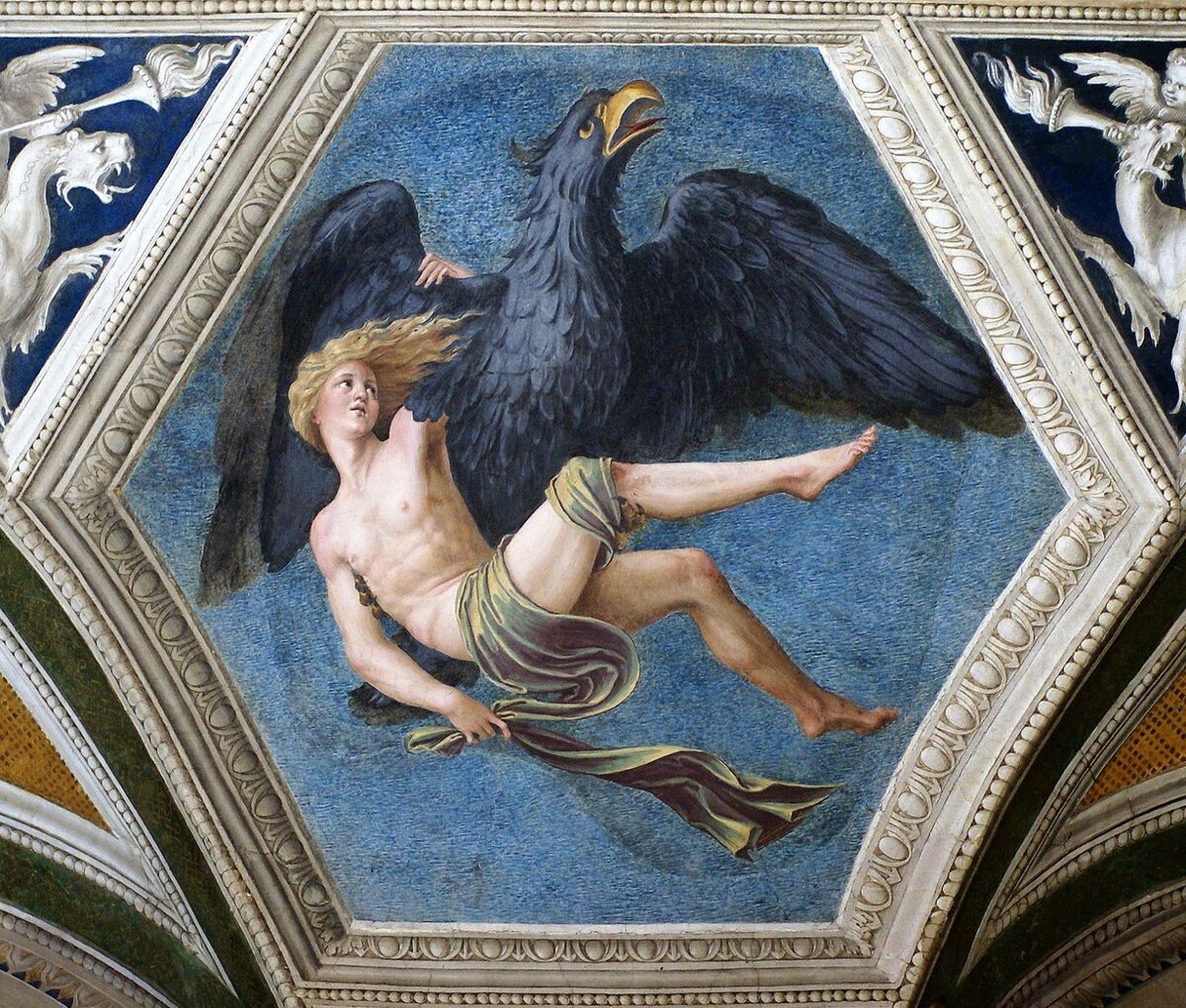 Похищение Зевсом Ганимеда. Фреска. Бальдассаре Перуцци. Вилла Фарнезина, Рим, Италия.