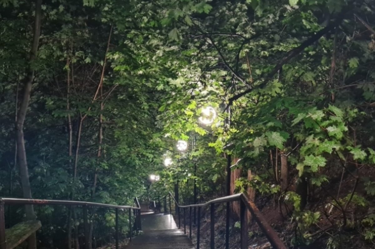    На ведущей к «Слободе Печеры» лестнице уставили новые опоры освещения