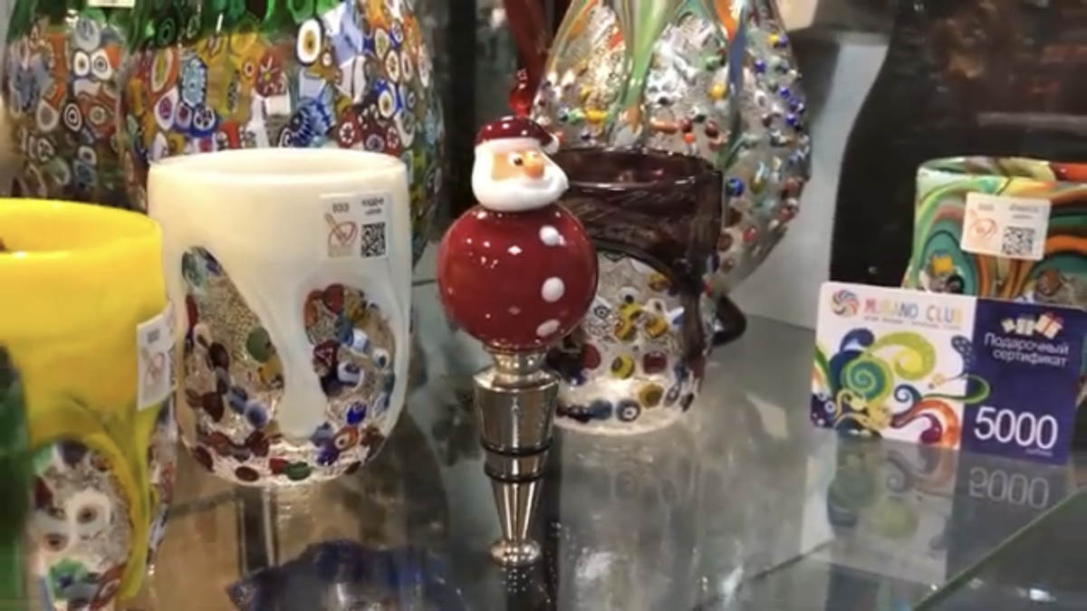 Пробка для бутылки «Дед Мороз» муранского стекла - Murano Club Москва 