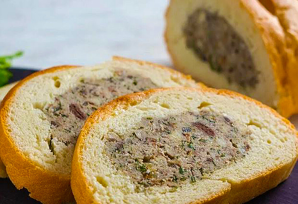 фаршированый батон из морозилки.