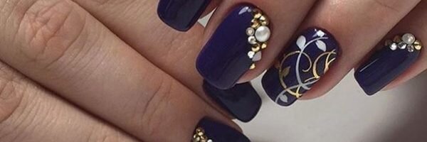 фото маникюр черно золотого цвета красивый дизайн ногтей