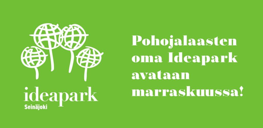 Логотип ТРЦ Ideapark Seinäjoki с надписью «Собственный Идеапарк жителей Похьянмаа открывается в ноябре». Фото: visitlakeus.fi  