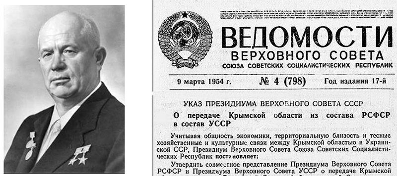 Новость в газете о передаче Крыма Украине