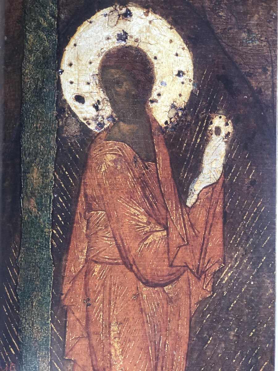 Фрагмент иконы Успение из праздничного чина. Андрей Рублёв. 1425-1427.  Фото мое. 