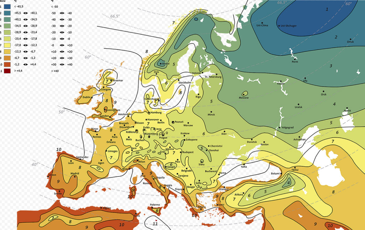 Зоны зимостойкости для растений в россии карта