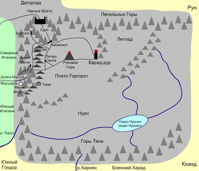 Подробная карта мордора