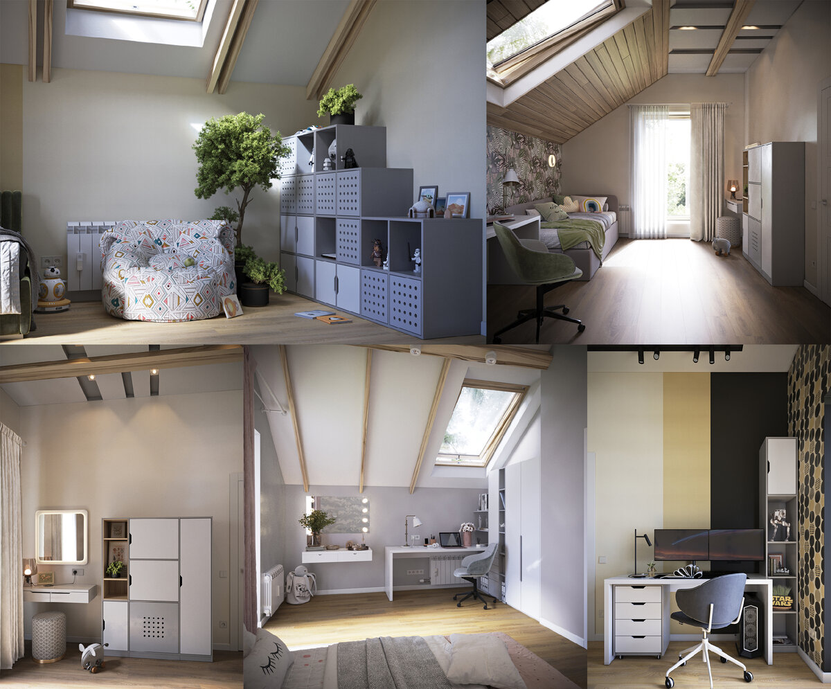 три детские на мансардном этаже