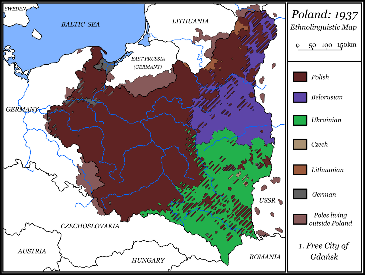 Карта польши 1930