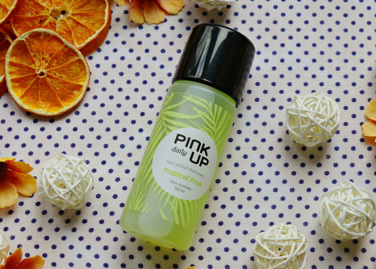 Средство для снятия лака от Pink up без ацетона с запахом тропических фруктов