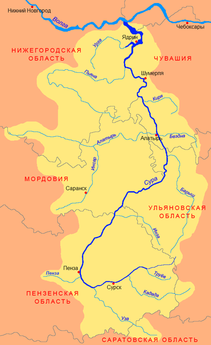 Схема реки сура в мордовии