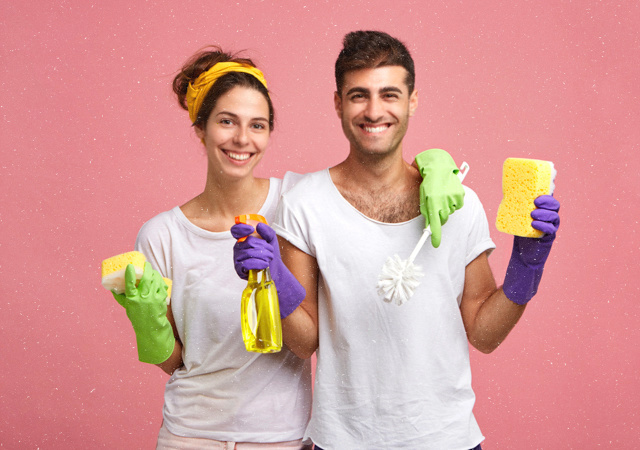 уборка, пара, люди