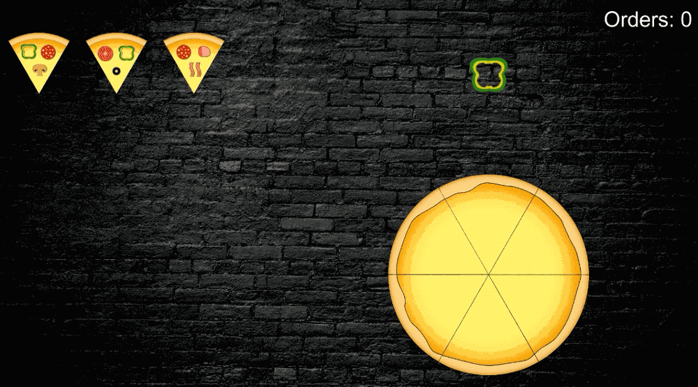 An early prototype of Pizza The Pie. Frame rate has been reduced for GIF purposes