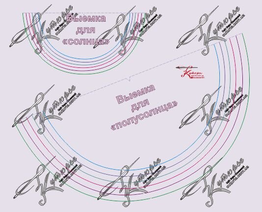 Выкройка выемок для разных юбок в этом платье