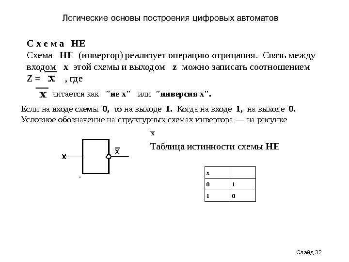 Теоретическая часть пособия. Глава 7. Базовые логические элементы. 7.1. Инвертор
