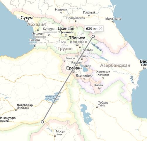 Расстояние от России до Сирии