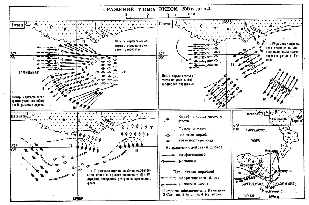 Схема сражения у мыса Экном