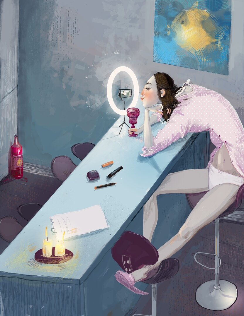 Серия работ Елены на тему жизни в карантине