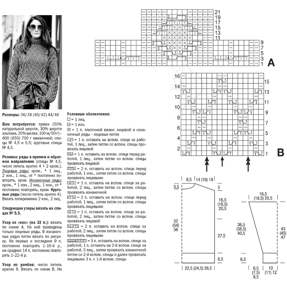 Свитер крупной вязки схема