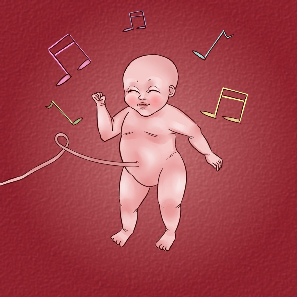 Малышу в животе некогда отдыхать - ему предстоит большая работа. Но иногда можно.// Иллюстратор Регина Сыраздинова.