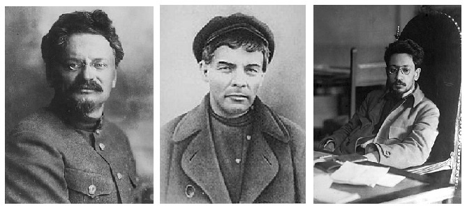 Л. Троцкий, В. Ульянов-Ленин, Я. Свердлов