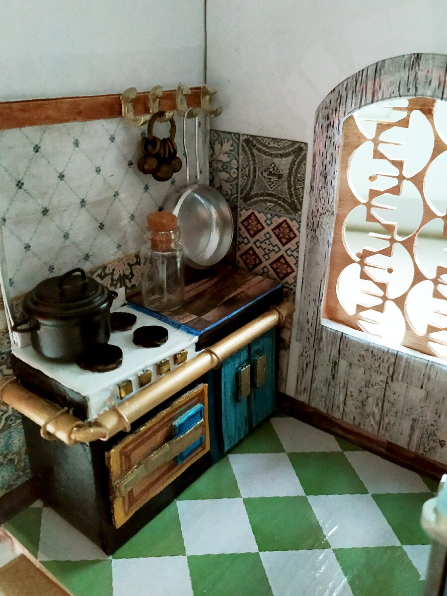 Кухонная плита в кукольный домик из картона