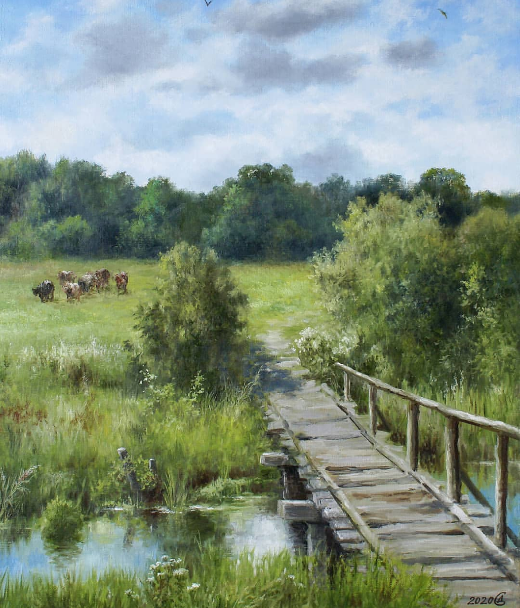 Фотография картины С. Дорофеева "Мостки" (из открытых источников)