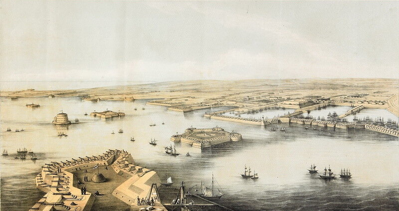 Вид на Кронштадт, 1850-е годы.
evavilov.ru