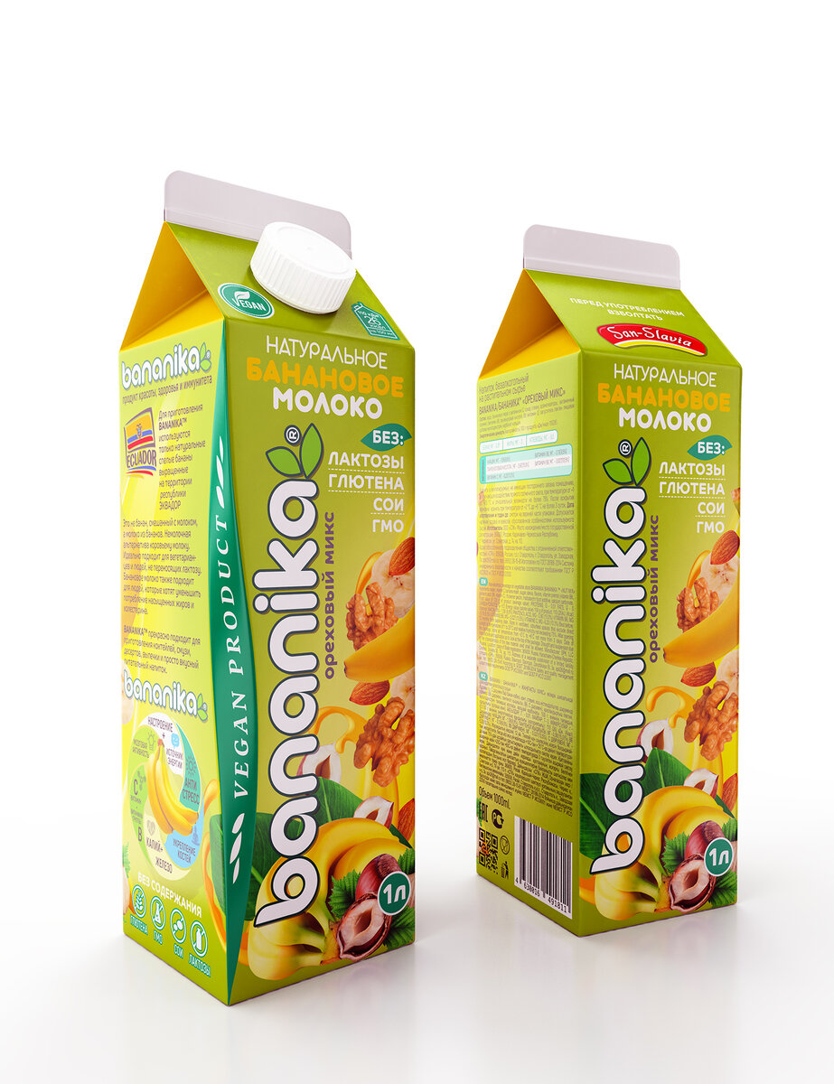 Банановое молоко, Bananika, 1 л, в ассортименте