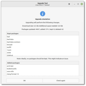 Новый инструмент обновления Linux Mint– Изображения любезно предоставлены проектом Linux Mint